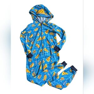 Playful Blue Kids Footie with Food Print